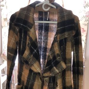 Free People Anaheim Plaid Sweater Coat